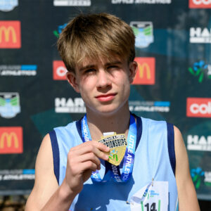 Harry Keats after breaking the State 800m record