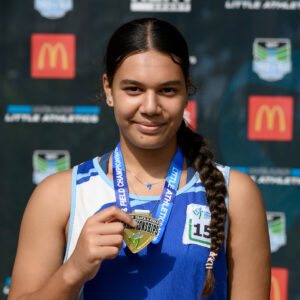 Tallara Joseph-Riogi after achieving an Australian Best Performance for Javelin